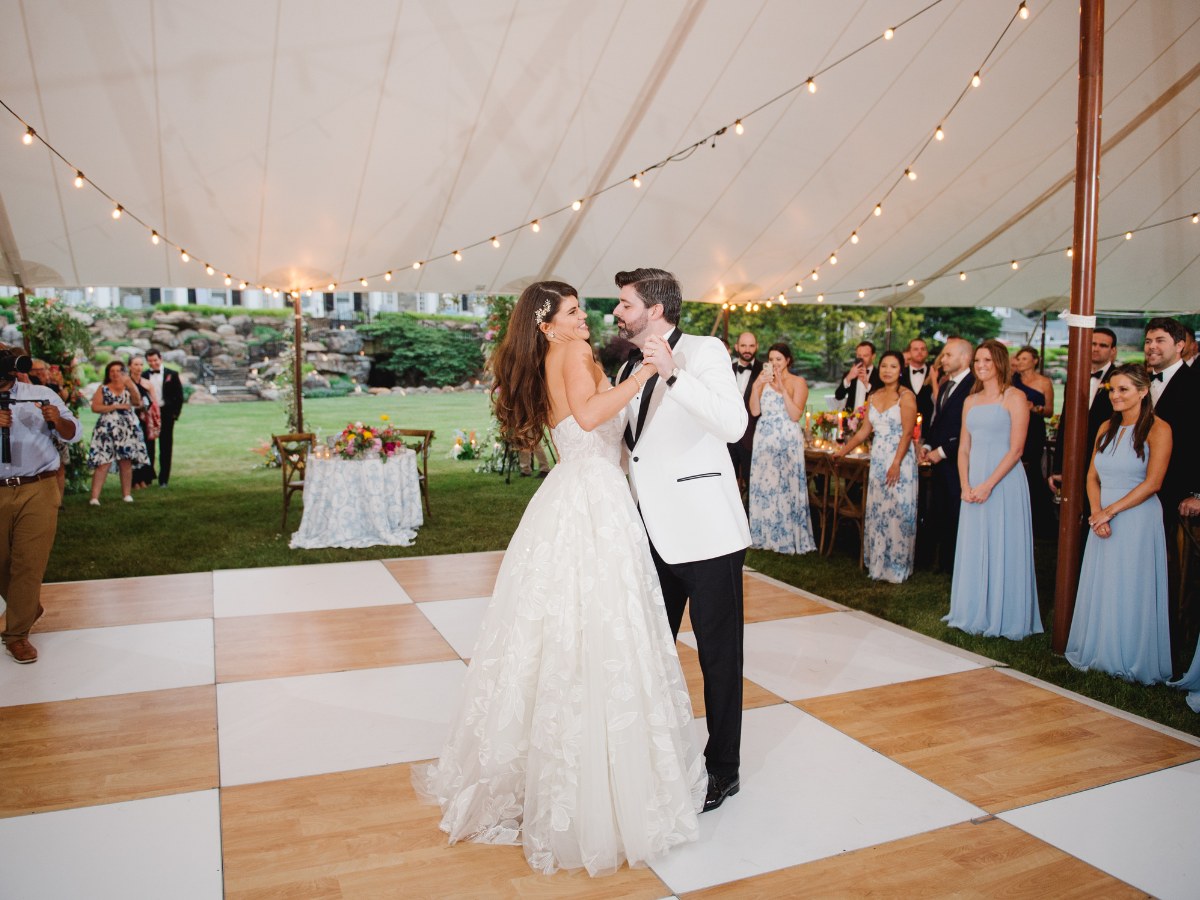 Dance floor rental services overview at a Philadelphia wedding reception